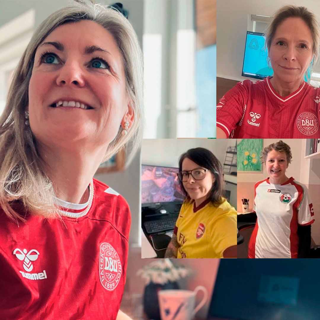 Aleris medarbejdere i fodboldtrøjer for at støtte op om fodboldtrøjefredag.