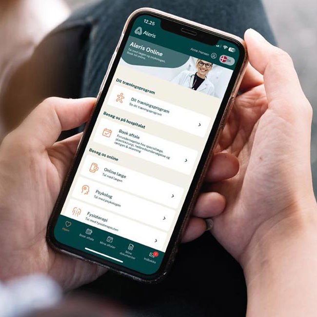 Aleris Fysioterapis selvtræningsapp.
