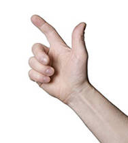 En hånd med springfinger.